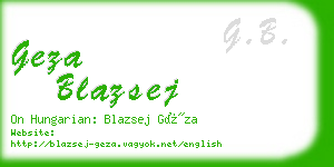 geza blazsej business card